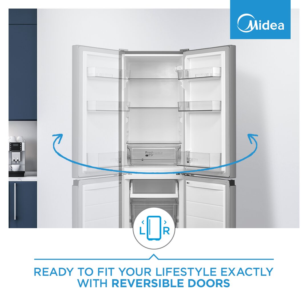 Midea 169L Bottom Freezer Fridge – Silver - Image 8