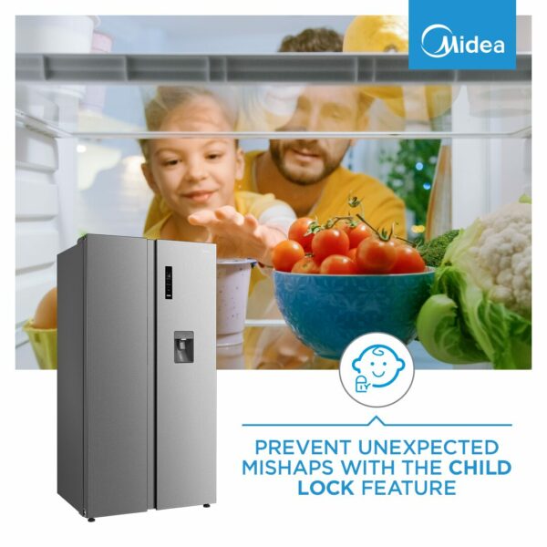 Midea 513L Inverter Side by Side refrigerator – Stainless Steel - Image 8